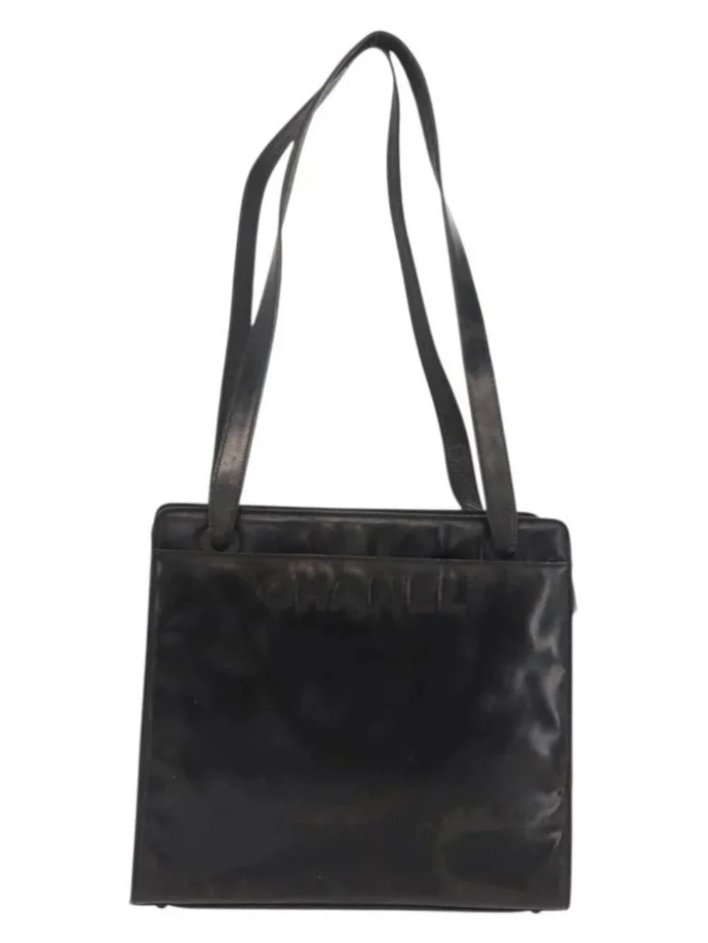 CHANEL Tote Bag Patent leather Black Gold CC Auth bs34158